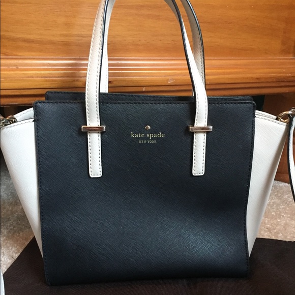 Black and cream Kate Spade medium satchel - Picture 2 of 7